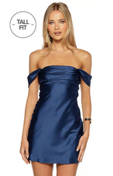 Zoella Tall Fit Navy Off The Shoulder Mini Dress