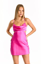 Spears Hot Pink Cut Out Party Mini Dress