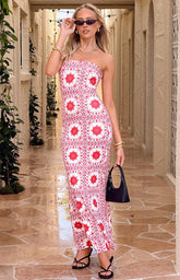 Arizona Red Tile Print Maxi Dress