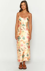 Renesmee Golden Escape Yellow Print Maxi Dress